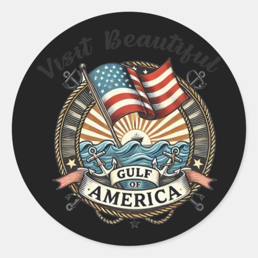 Bezoek de prachtige Golf van Amerika Ronde Sticker (Voorkant)