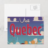 Bezoek de Quebec cartoon reisposter. Briefkaart (Voorkant / Achterkant)