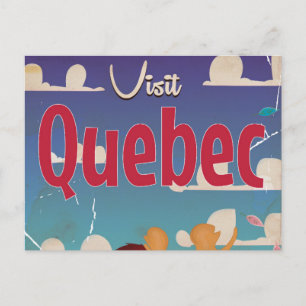 Bezoek de Quebec cartoon reisposter. Briefkaart