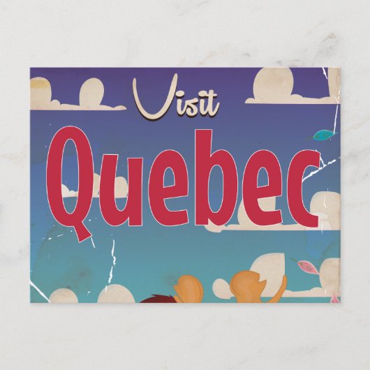 Bezoek de Quebec cartoon reisposter. Briefkaart (Voorkant)