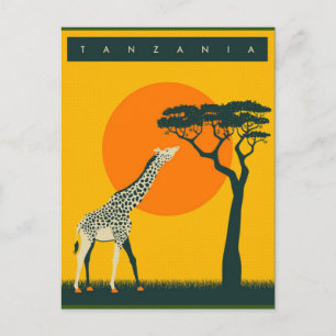 Bezoek de reis Tanzania Vintage Briefkaart