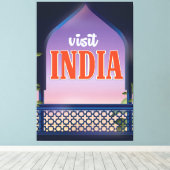 Bezoek de reisafdruk van India Vintage. Canvas Afdruk (Insitu (Houten vloer))
