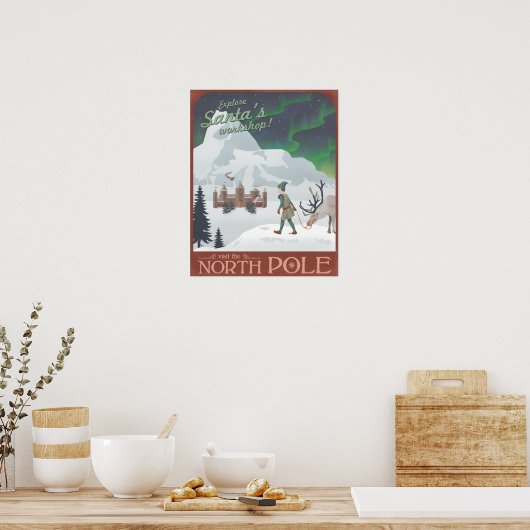 Bezoek de Santa's workshop op de Noordpool Poster (Keuken)