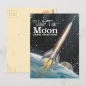 Bezoek de sci-fi reisposter Moon Briefkaart (Voorkant / Achterkant)
