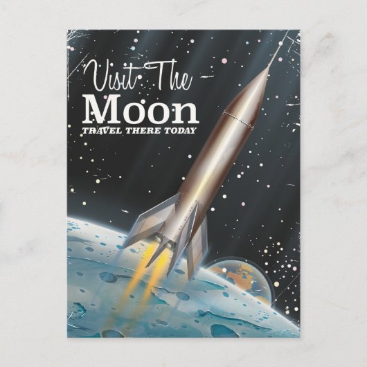 Bezoek de sci-fi reisposter Moon Briefkaart (Voorkant)