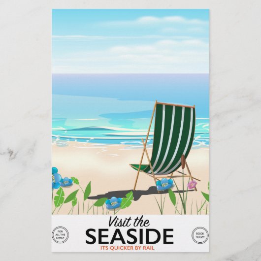 Bezoek de Seaside vintage reisposter Briefpapier (Voorkant)