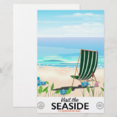 Bezoek de Seaside vintage reisposter Briefpapier (Voorkant / Achterkant)