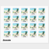Bezoek de Seaside vintage reisposter Vierkante Sticker (Vel)