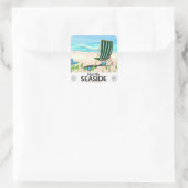 Bezoek de Seaside vintage reisposter Vierkante Sticker (Tas)