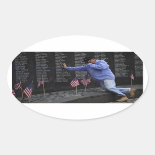 Bezoek de Vietnam Memorial Wall, Washington DC. Ovale Sticker