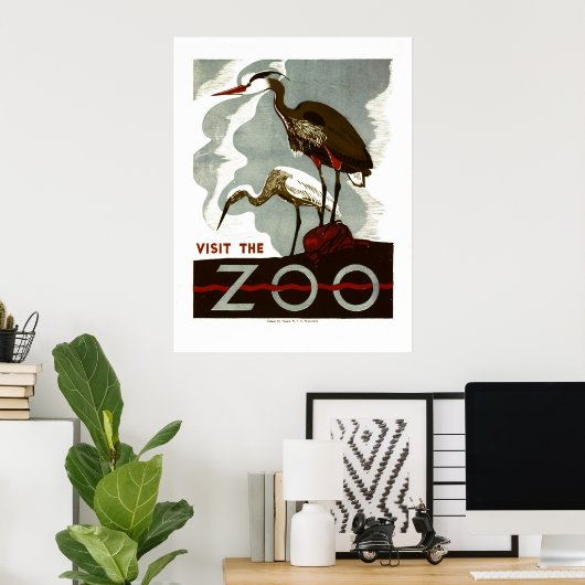Bezoek de Zoo - het Poster van WPA - (Thuiskantoor)