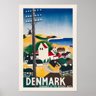 Bezoek Denemarken Poster van de Vintage Travel 193