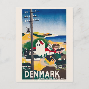Bezoek Denemarken Poster van de Vintage Travel 193 Briefkaart