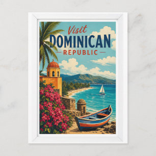 Bezoek Dominicaanse Republiek Reis Vintage Briefkaart