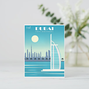 Bezoek Dubai reisposter Briefkaart