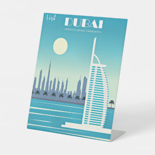 Bezoek Dubai reisposter Reclamebord Met Voetstuk