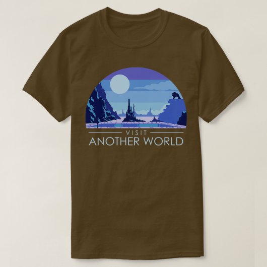 Bezoek een andere wereld retro videogame t-shirt (Design voorkant)