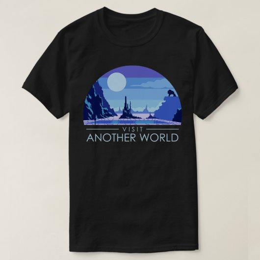 Bezoek een andere wereld retro videogame t-shirt (Design voorkant)