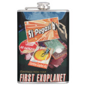 Bezoek eerste exoplaneet gevonden buiten zonnestel heupfles (Voorkant)