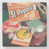 Bezoek eerste exoplaneet gevonden buiten zonnestel stenen onderzetter (Voorkant)