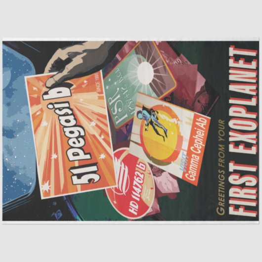 Bezoek eerste exoplaneet gevonden buiten zonnestel tissuepapier (Voorkant)