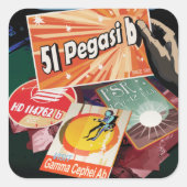 Bezoek eerste exoplaneet gevonden buiten zonnestel vierkante sticker (Voorkant)