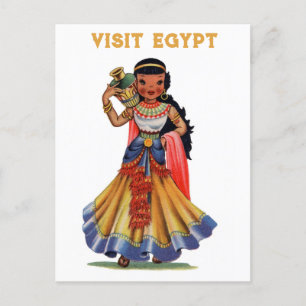  Bezoek Egyptian Woman Travel Briefkaart