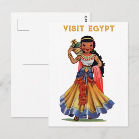  Bezoek Egyptian Woman Travel Briefkaart (Voorkant / Achterkant)