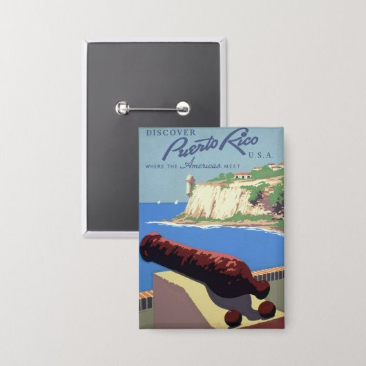 Bezoek El Morro Fort, Puerto Rico, Oud San Juan Button (Voorkant / Achterkant)