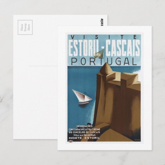 Bezoek Estoril Cascais Portugal Briefkaart (Voorkant / Achterkant)