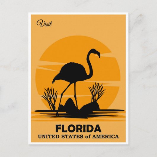  Bezoek Florida Flamingo Travel Briefkaart (Voorkant)