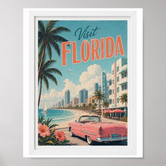 Bezoek Florida Reis Vintage Poster (Voorkant)