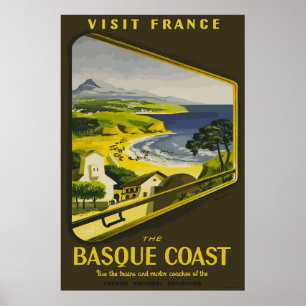 Bezoek Frankrijk De  Franse Poste aan de Baskische Poster