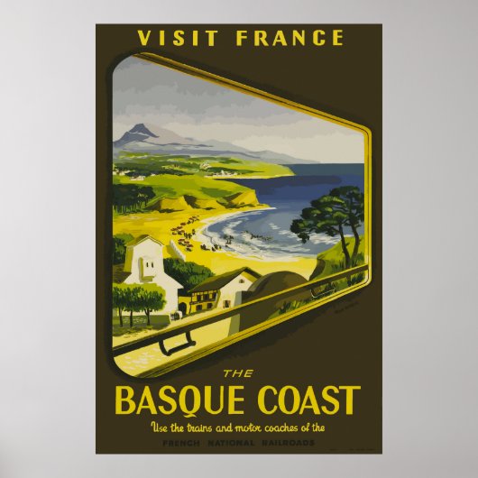 Bezoek Frankrijk De  Franse Poste aan de Baskische Poster (Voorkant)