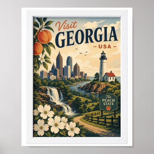 Bezoek Georgia State Travel Vintage Poster (Voorkant)