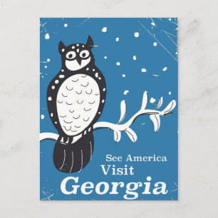 Bezoek Georgia USA Vintage uilposter Briefkaart