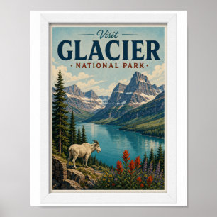 Bezoek Glacier National Park Reis Vintage Poster