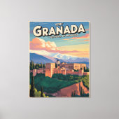 Bezoek Granada Vintage Reis Kunst Canvas Afdruk (Voorkant)