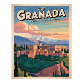 Bezoek Granada Vintage Reis Kunst Foto Afdruk