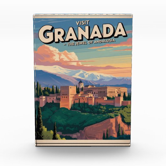 Bezoek Granada Vintage Reis Kunst Fotoblokken (Voorkant)