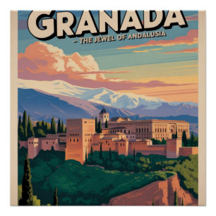 Bezoek Granada Vintage Reis Kunst Perfect Poster