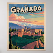 Bezoek Granada Vintage Reis Kunst Poster (Voorkant)