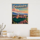 Bezoek Granada Vintage Reis Kunst Poster (Keuken)