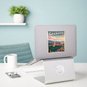 Bezoek Granada Vintage Reis Kunst Sticker (Laptop op bureau)