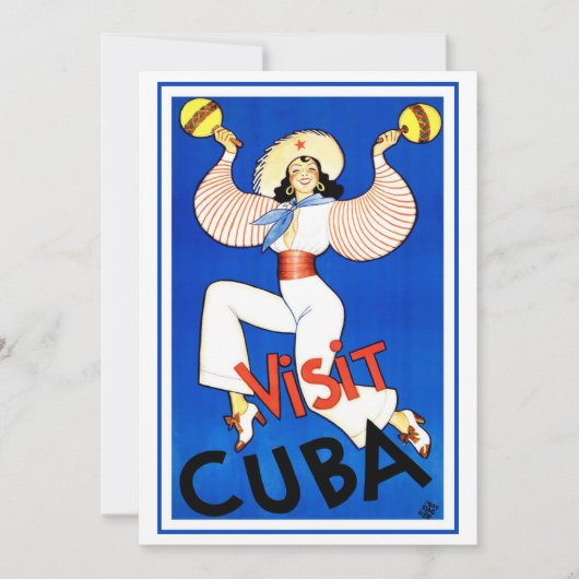 Bezoek Havana, Cuba, Vintage Reisposter Maracas (Voorkant)