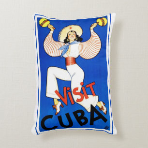 Bezoek Havana, Cuba, Vintage Reisposter Maracas Accent Kussen