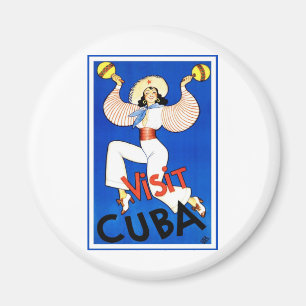Bezoek Havana, Cuba, Vintage Reisposter Maracas Magneet