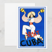 Bezoek Havana, Cuba, Vintage Travel Poster Maracas (Voorkant / Achterkant)