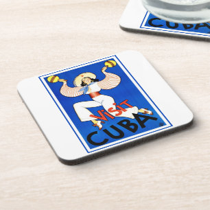 Bezoek Havana, Cuba, Vintage Travel Poster Maracas Bier Onderzetter