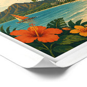 Bezoek Hawaii Reis Vintage Poster (Hoek)